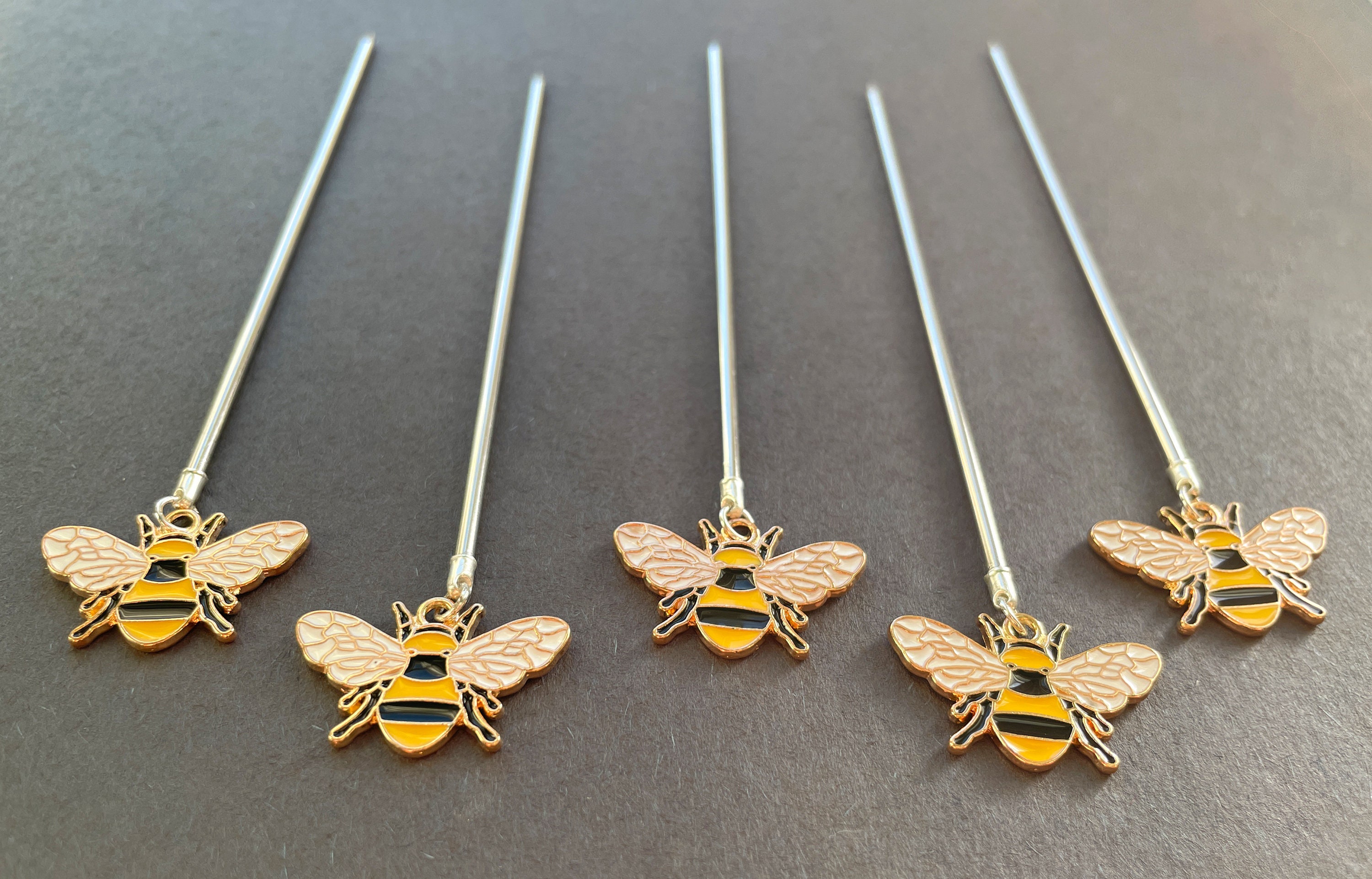 4Pcs Bumble Bee Cocktail Stirrers Swizzle Sticks Stainless Steel 7.5  Coffee Beverage Stir Sticks with Gold Decor Top for Mixing Cocktail, Hot  Cocoa