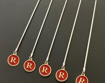 Initial Letter Cocktail Picks - 5 Appetizer Picks - Metal Olive Martini Picks for Bartender - Barware Garnish Drink Stirrer or Fruit Skewers