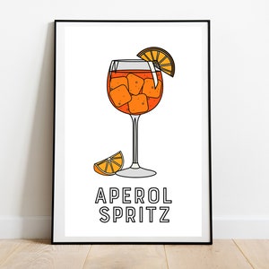 Aperol Spritz Cocktail Print - klassische Cocktails Rezept - wie man Getränke Druck Geschenk - Cocktail Küche Kunst Poster - Home Bar Poster Dekor