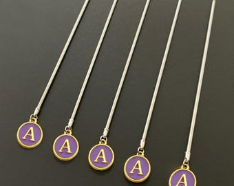 Initial Letter Cocktail Picks - 5 Appetizer Picks - Metal Olive Martini Picks for Bartender - Barware Garnish Drink Stirrer or Fruit Skewers