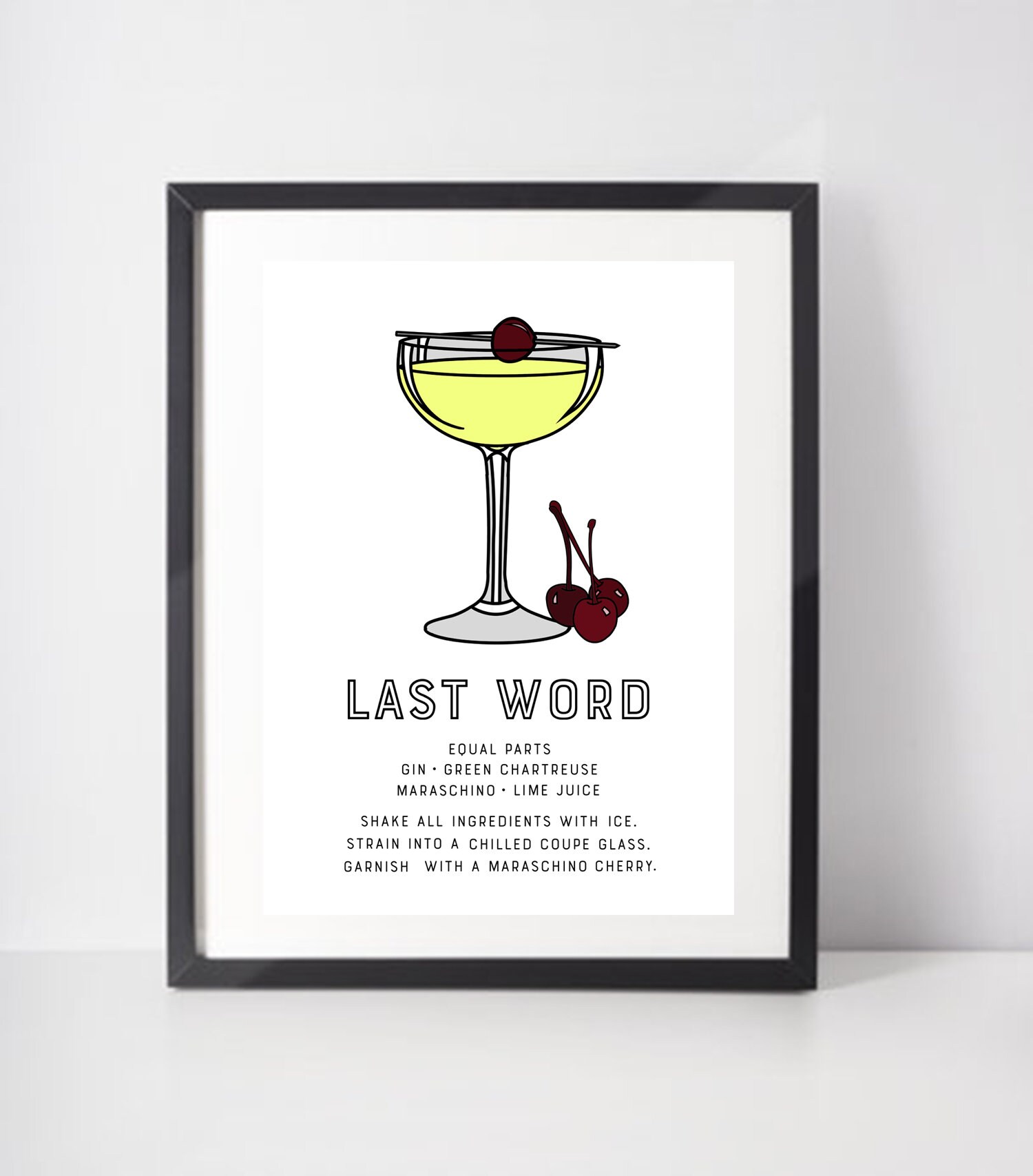 Last Word Cocktail Print Art Poster With Classic Cocktail