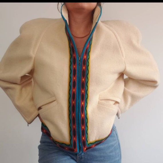 Vintage Mondi By Escada Lana Wool Boxy Puff Sleeve