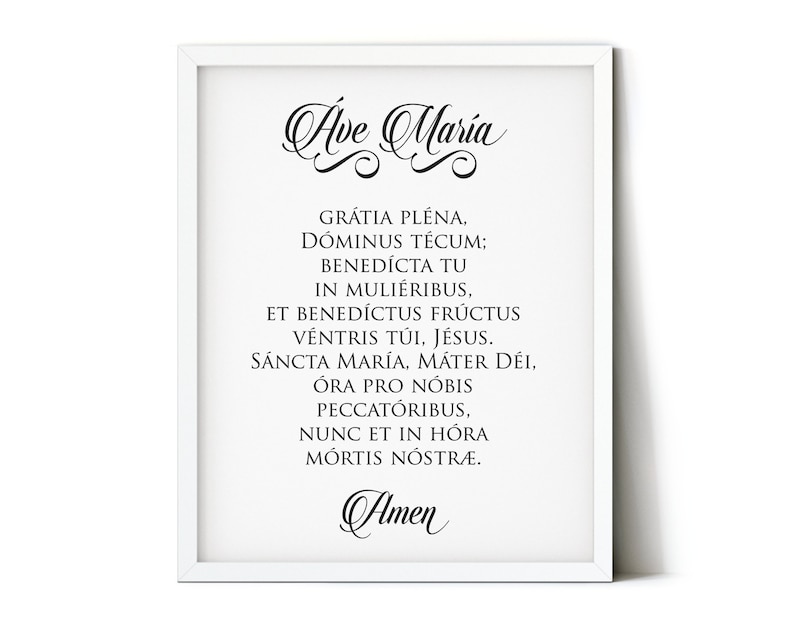 Ave Maria Hail Mary in Latin Instant Download Printable Etsy
