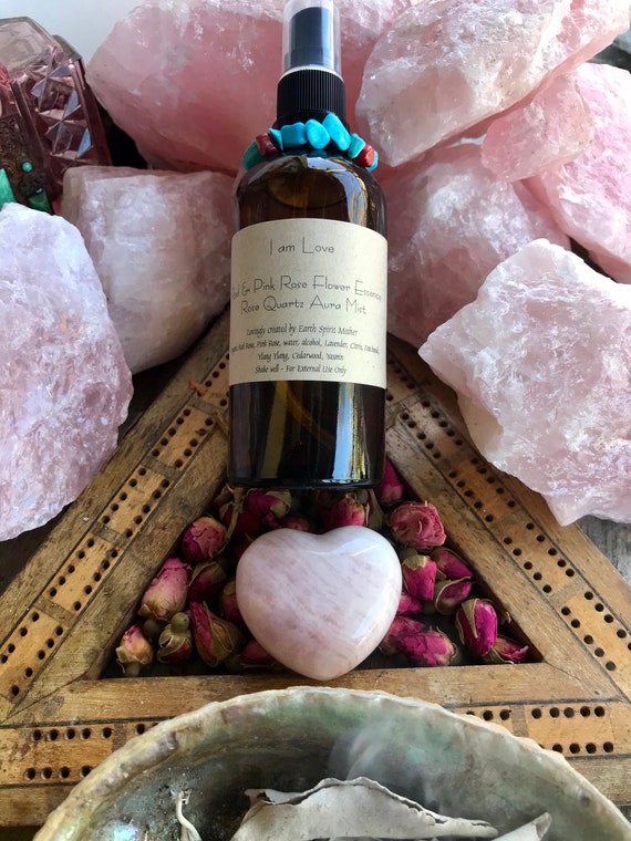 I am Love Organic Rose Flower Essence Rose Quartz Crystal | Etsy