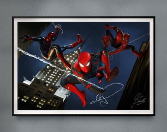 スパイダーマン像を描いたスタン・リー - マーベル、限定版プリント