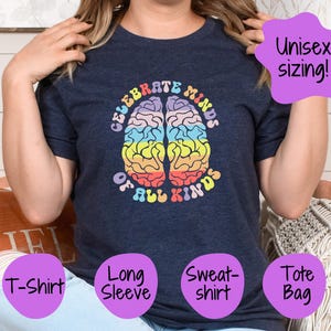 Chemise inclusion, T-shirt de sensibilisation à l&#39;autisme, Pull pour enseignant Speed, Manches longues, Cabas sur la neurodiversité, Sweat-shirt, Célébrez les esprits de tous les types