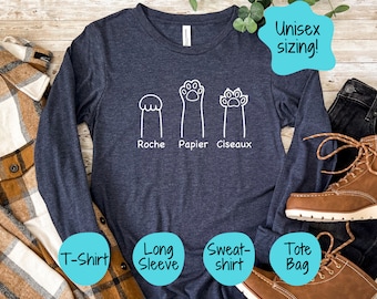 French Rock Paper Scissors Cat Shirt, Funny Unisex Tee