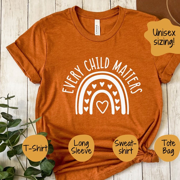 20% DONATED! Every Child Matters T-Shirt, Orange Shirt Day Sweatshirt, Truth & Reconciliation, Chaque Enfant Compte Long Sleeve, Tote Bag