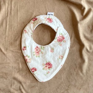 Floral bibs, Bibs made from recycled fabrics, baby bibs, very absorbent baby bibs, baby bibs