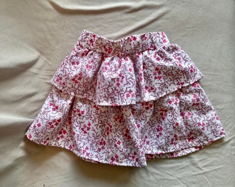 girl's ruffled skirt, two ruffles, elastic waist, girl's loose skirt, girl's elastic waist skirt