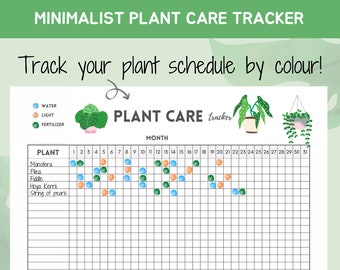 Minimalist Plant care tracker, Plant planner, Watering log, Plant water calendar, Plant care journal, Houseplant journal, Plant care sheet