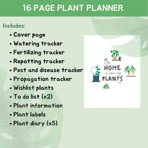Paquete de 16 páginas: Rastreador de plantas botánicas, Planificador de cuidado de plantas, Rastreador de plantas minimalista imprimible, Programa de plantas de interior, Carta de EE. UU.