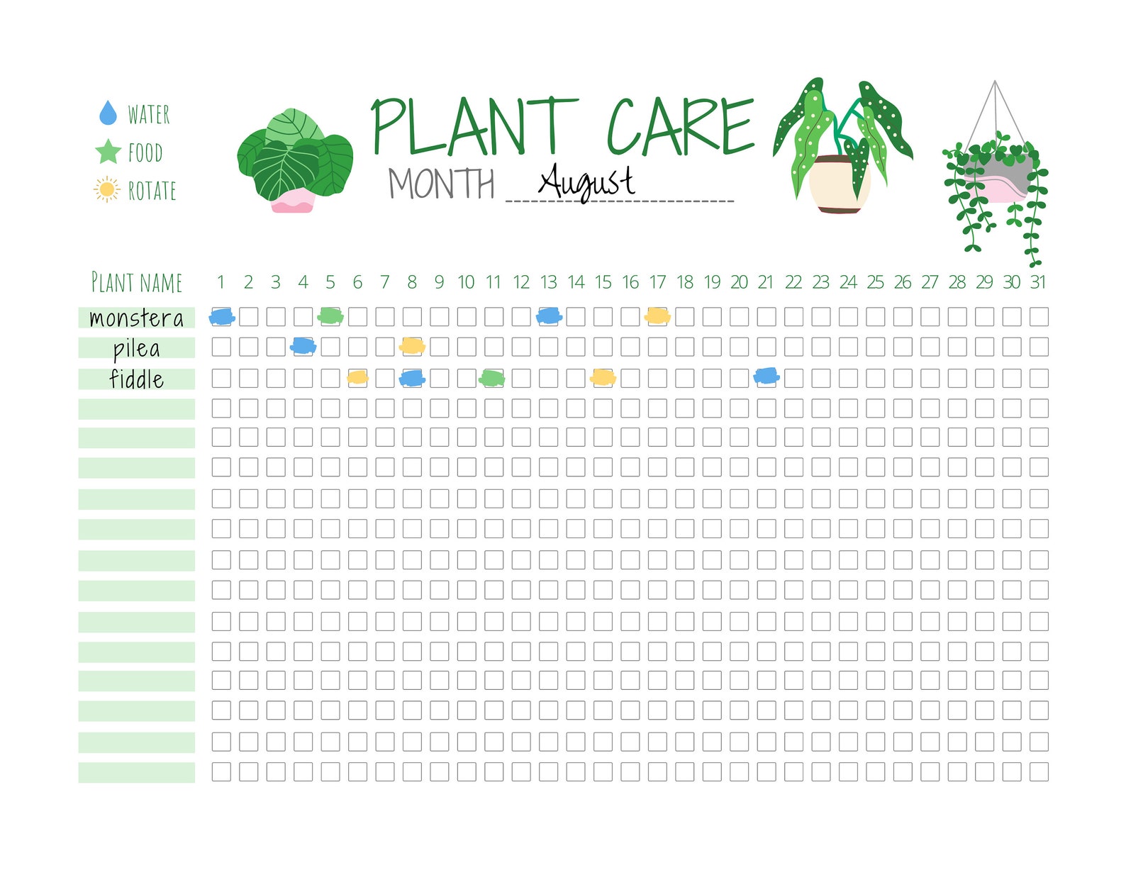 plant-care-tracker-plant-care-planner-watering-log-plant-etsy