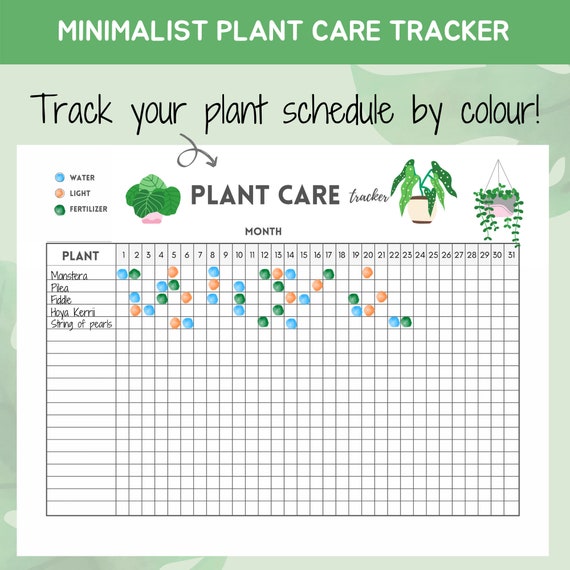 Minimalist Plant care tracker, Plant planner, Watering log, Plant water calendar, Plant care journal, Houseplant journal, Plant care sheet