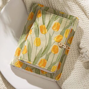 Planificateur de tulipes jaune personnel/ A6 /A5 avec classeur à 6 anneaux, carnet rechargeable, agenda de journal fait à la main avec 80 feuilles vierges/grille/ligne/kraft