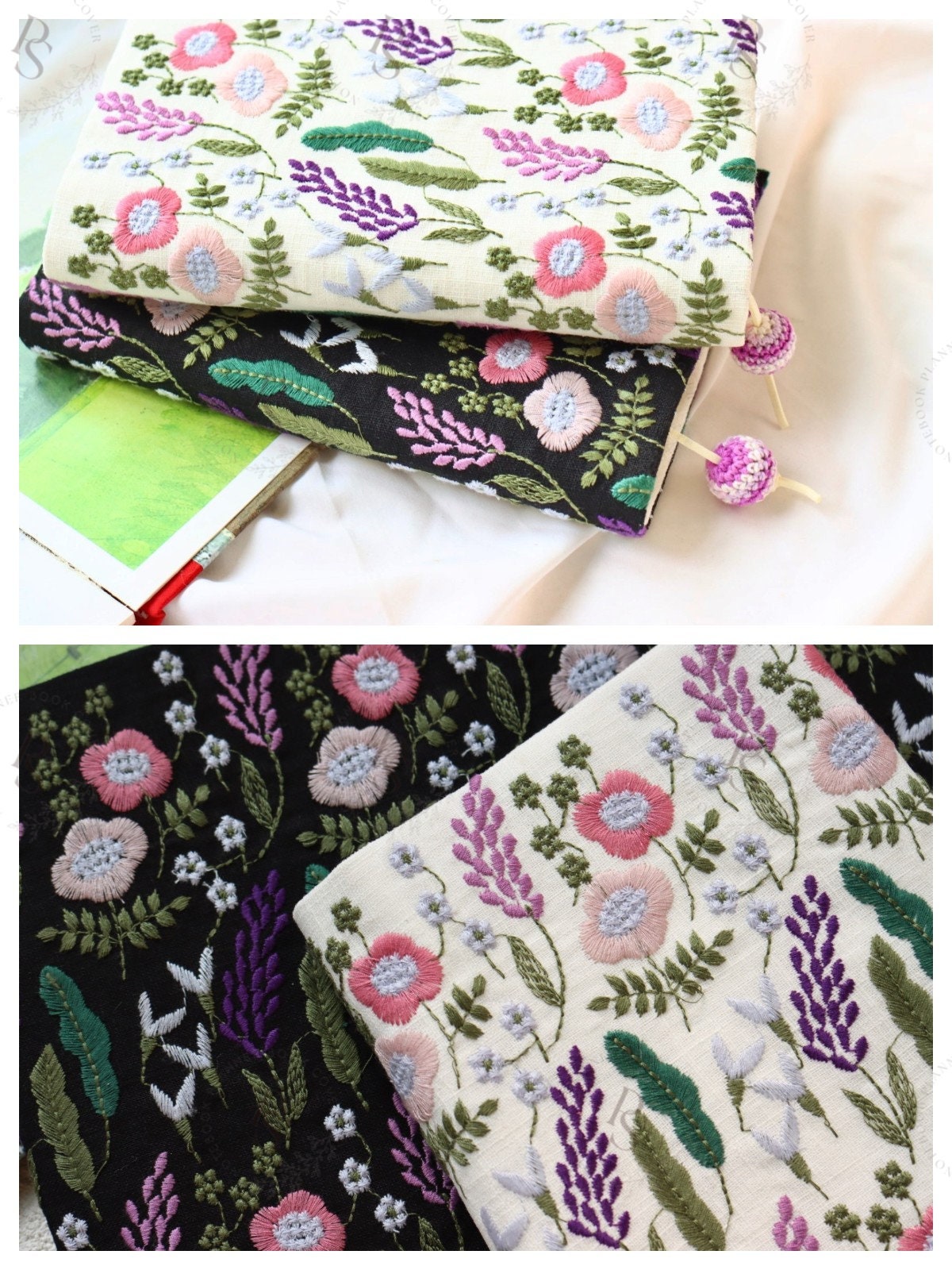 Adjustable Embroidery Floral Sleeve Cover for Notebook, Journal ...