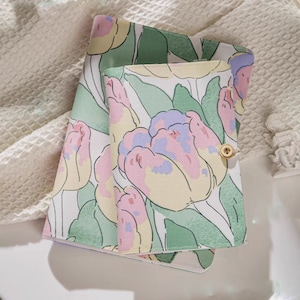 Agenda floral tulipe personnel/A6/A5 avec reliure à 6 anneaux carnet de notes rechargeable et organiseur de journal fait main avec 80 feuilles vierges/grille/ligne/kraft