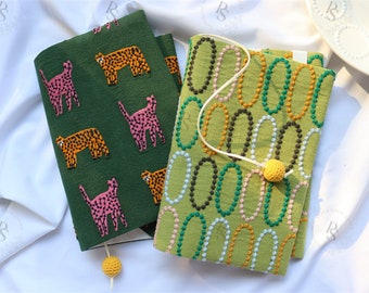 Adjustable Handmade Tambourine Sleeve Cover for Notebook, Journal, Planner, Diary, Agenda, and Book - A5/A6 Size - Reusable Book Protector
