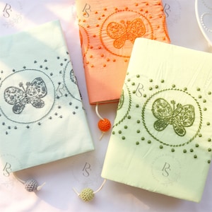 Adjustable Embroidery Butterfly Notebook Cover for Journal, Planner, Diary, Agenda, and Book - A5/A6 Size - Reusable Book Protector