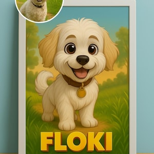 Ritratto cane personalizzato stile cartoon 3D Pixar / Stampa digitale da foto / Regalo unico per amanti degli animali