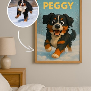 Personalized Pet Portrait from Photo – Cartoon Style Art Illustration – Unique Dog/Cat/Rabbit/Horse Gift