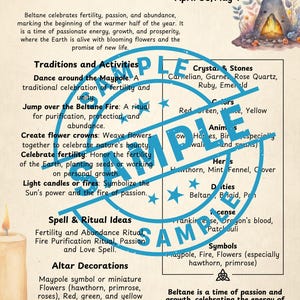 Rad des Jahres. Informationen zu Beltane und drei Zaubersprüchen/Rituale.