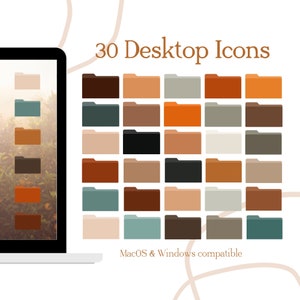 Aesthetic Boho Desktop Folder Icons, Mac + Windows Folders Icon, Boho Mac Icons, Mac Folders, Windows Folder Icons, Boho, Brown Mac Icons