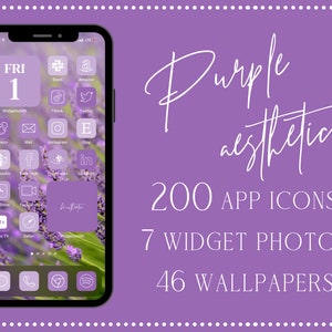Purple Aesthetic App Icons, 200 iPhone App Icons iOS 14 Aesthetic, Purple App Icons, iOS 14 Icons, iOS 14 Aesthetic