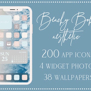Beach Boho Aesthetic App Icons, 200 iPhone App Icons iOS 14 Aesthetic, Neutral App Icons, iOS 14 Icons, iOS 14 Aesthetic