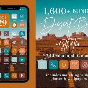 Desert Boho Aesthetic iOS App Icons, 1,600+ iPhone iOS 14 Aesthetic App Pack, Boho Aesthetic App Icons, iOS 14 Aesthetic, Desert Boho
