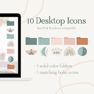 Aesthetic Boho Desktop Folder Icons, Mac + Windows Folders Icon, Boho Mac Icons, Mac Folders, Computer Folders, Windows Folder Icons