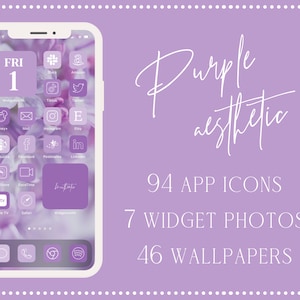 Purple Aesthetic App Icons, 94 iPhone App Icons iOS 14 Aesthetic, Purple Aesthetic App Icons, App Icons, iOS 14 Aesthetic, iOS 14 Icons