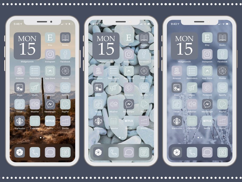 Dusty Blue Aesthetic Ios App Icons 52 Iphone Ios 14 Aesthetic Etsy