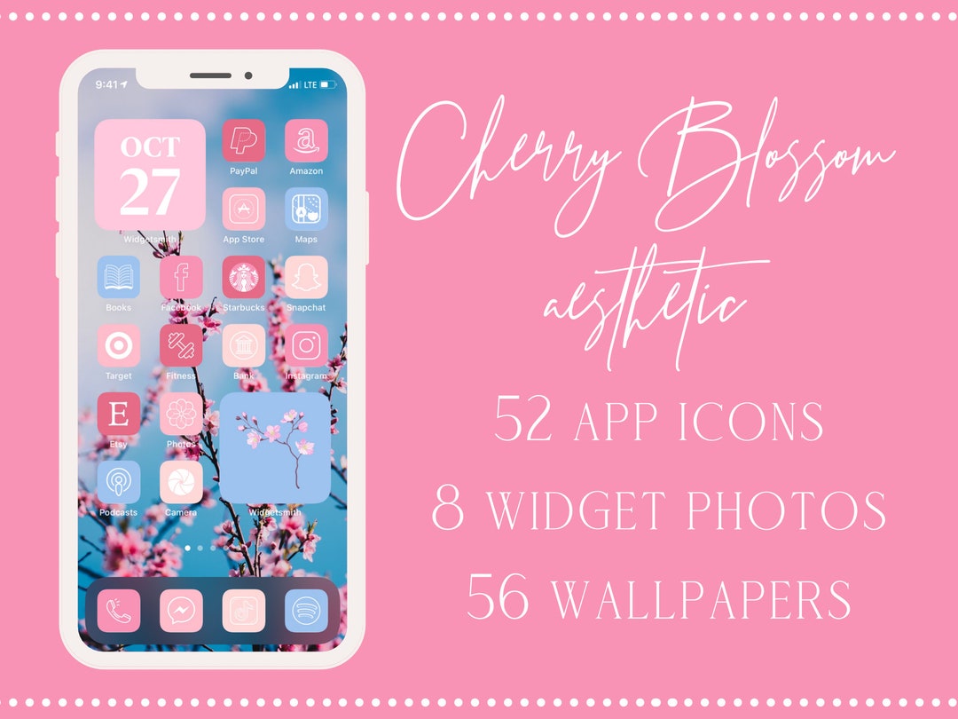 Pink Aesthetic Ios 14 Icons, 52 iPhone Ios 14 Aesthetic App Icon Set