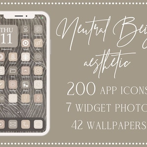 Neutral Beige App Icons, 200 iPhone App Icons iOS 14 Aesthetic, Beige App Icons, iOS 14 Icons, iOS 14 Aesthetic, Neutral iPhone icons