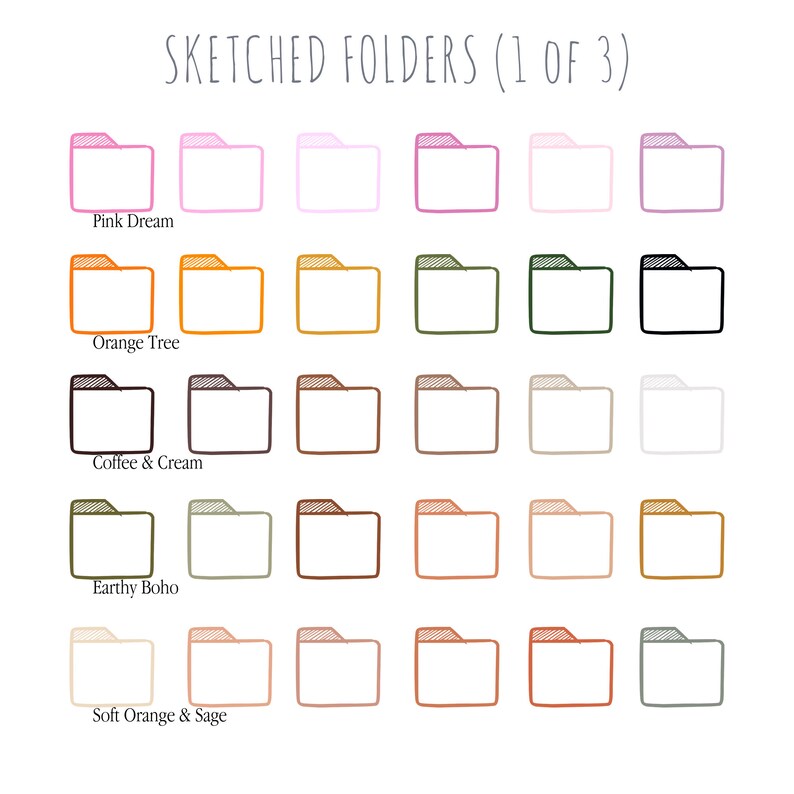 Sketched Desktop Folder Icons Bundle, Mac + Windows Folders Icon ...