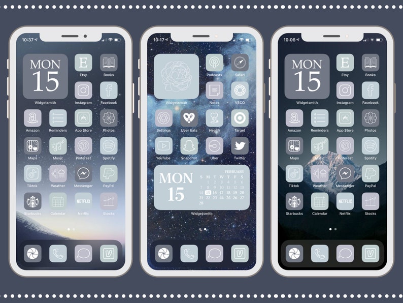 Dusty Blue Aesthetic Ios App Icons 52 Iphone Ios 14 Aesthetic Etsy