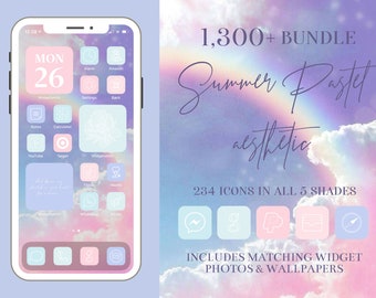 Pastel Aesthetic iOS App Icons, 1,300+ iPhone iOS 14 Aesthetic App Pack, Pastel Pink & Blue Aesthetic App Icons, iOS 14 Aesthetic, Pastel