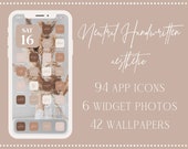 Neutral Handwritten App Icons, 94 iPhone App Icons iOS 14 Aesthetic, Neutral App Icon Set, App Icons, Neutral Icons, Handwritten App Icons