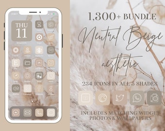 Neutral Aesthetic iOS App Icons, 1,300+ iPhone iOS 14 Aesthetic App Pack, Neutral Beige Aesthetic App Icons, iOS 14 Aesthetic, Beige