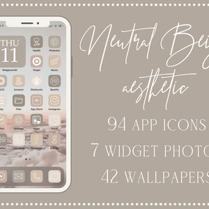 Neutral Beige App Icons, 94 iPhone App Icons iOS 14 Aesthetic, Neutral App Icon Set, App Icons, Beige Icons, iPhone Icons Neutral Beige