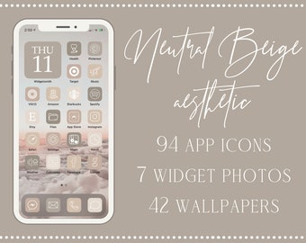 Neutral Beige App Icons, 94 iPhone App Icons iOS 14 Aesthetic, Neutral App Icon Set, App Icons, Beige Icons, iPhone Icons Neutral Beige