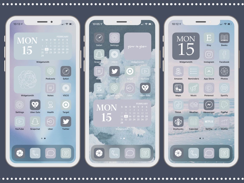 Dusty Blue Aesthetic Ios App Icons 52 Iphone Ios 14 Aesthetic Etsy