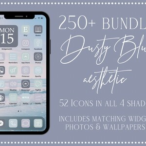Dusty Blue Aesthetic iOS App Icons, 250+ iPhone iOS 14 Aesthetic App Icon Set, Blue App Icons, iOS 14 Aesthetic, Dusty Blue, ios14 icons