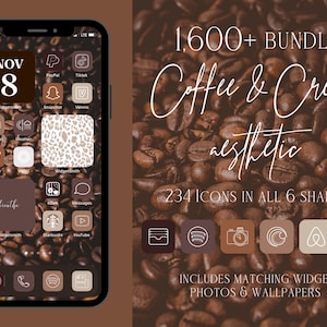 Neutral Brown Aesthetic iOS App Icons, 1,600+ iPhone iOS 14 Aesthetic App Pack, Neutral Aesthetic App Icons, iOS 14 Aesthetic, Coffee