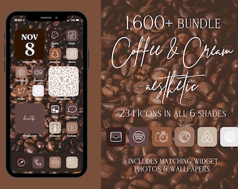 Neutral Brown Aesthetic iOS App Icons, 1,600+ iPhone iOS 14 Aesthetic App Pack, Neutral Aesthetic App Icons, iOS 14 Aesthetic, Coffee