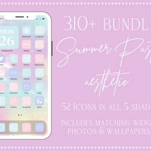 Pastell Aesthetic iOS App Icons, 310+ iPhone iOS 14 Aesthetic App Icon Set, Cotton Candy Aesthetic App Icons, iOS 14 Aesthetic, Rainbow
