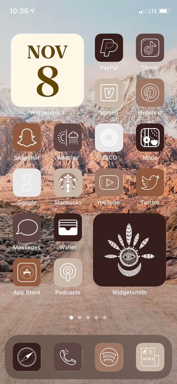 Brown Aesthetic Ios App Icons 52 Iphone Ios 14 Aesthetic App Etsy Ireland