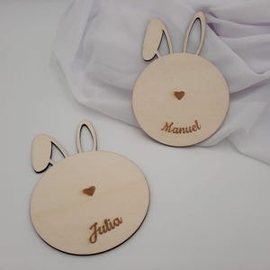 Personalisierte Holz Oster Untersetzer für Gäste, Familie, Osterbrunch mit Osterhasenohren, individuelle Glasuntersetzer, Ostergeschenk