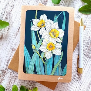 Daffodils Art Card /  Daffodil Painting Greeting Card/  5x7 Blank Card